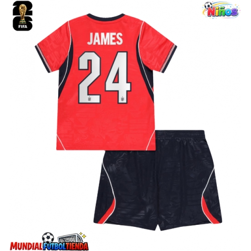 Camiseta Inglaterra Reece James #24 Segunda Equipación Replica Mundial 2026 para niños mangas cortas (+ Pantalones cortos)